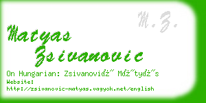 matyas zsivanovic business card